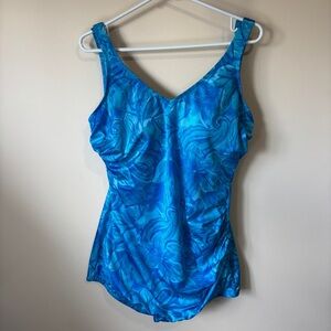 T.H.E. Swimwear Women's One Piece Swimsuit Blue Swirl B Cup